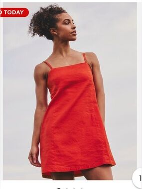 Athleta Paradise Linen Dress in Cardinal Sz S